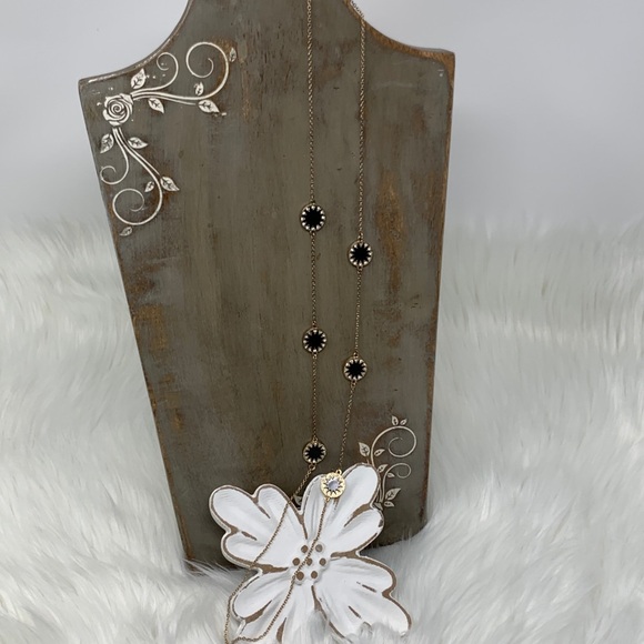 Black & Gold Tone Necklace with Faux Crystals - Picture 5 of 5